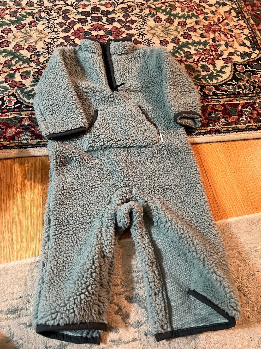 Gerber Light Teal Sherpa Zip-Up Romper
